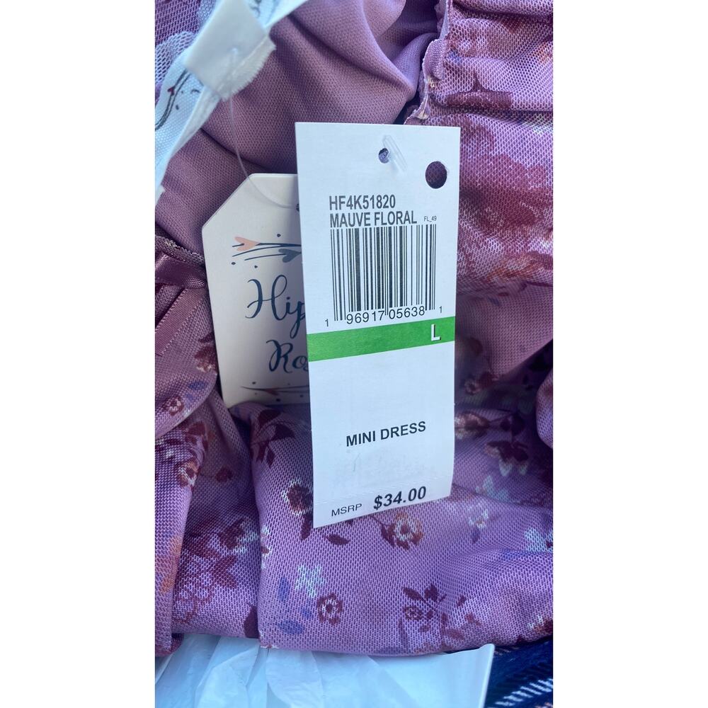 Hippie Rose Mauve Floral Ruched Mesh Mini Dress - Picture 8 of 13
